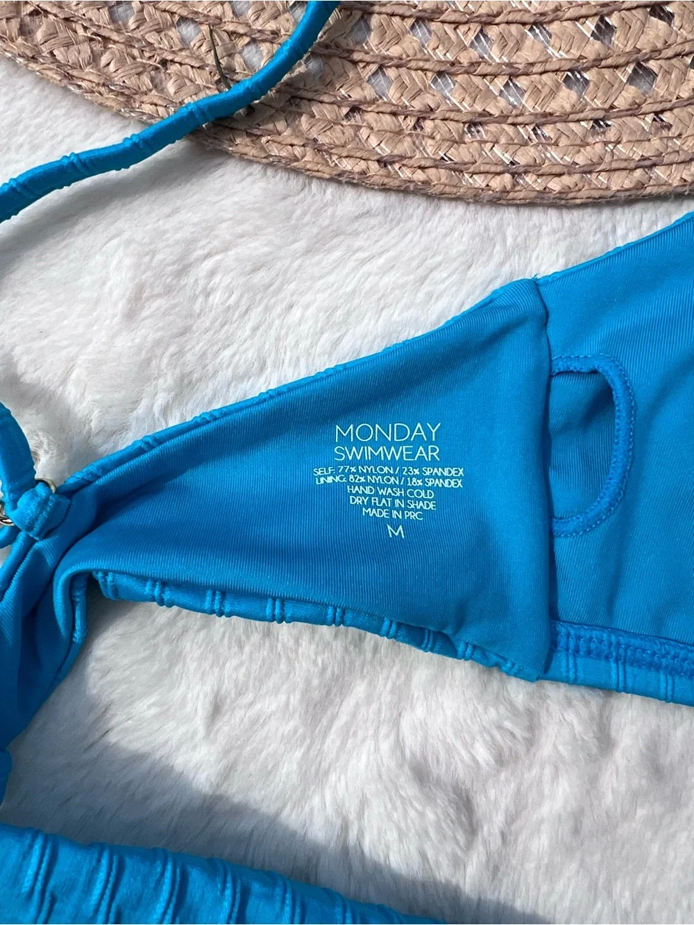 Monday Swimwear Bahamas Sea Texture Wrap Bikini Top NWT Blue Medium